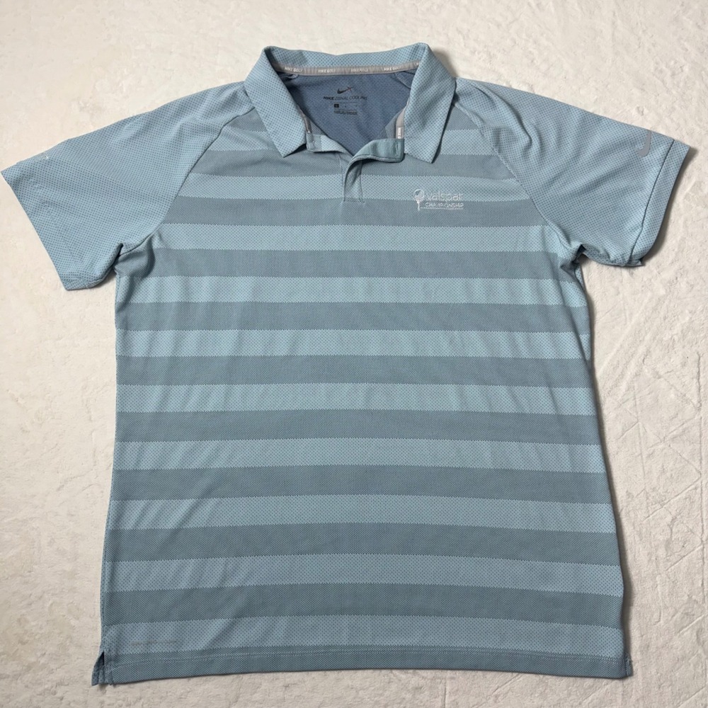 Nike Zonal‎ Cooling Golf Polo Shirt Men's Activewear Sz Large Light Blue Striped